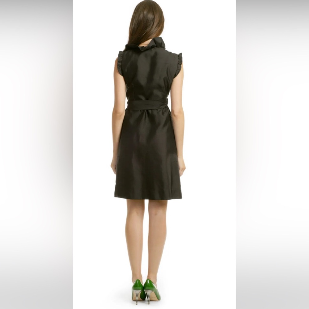 Kate Spade Aubrey ruffled silk blend black wrap dress Sz 4 - Picture 4 of 13